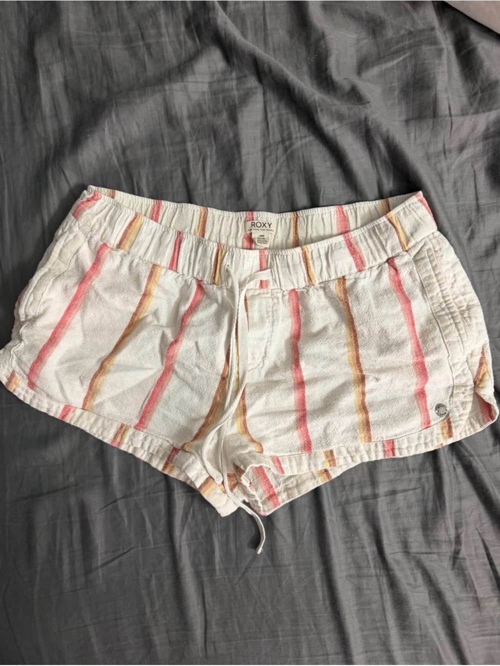 Roxy Women's White Striped Line Pull-On Shorts